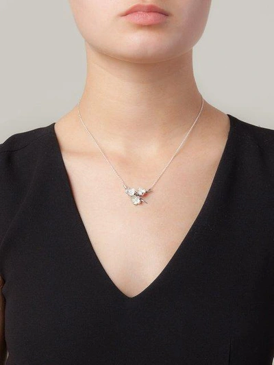 Shop Shaun Leane Sterling Silver Cherry Blossom Diamond Flower Posey Pendant Necklace In Metallic