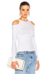 FRAME DENIM VARIEGATED CUT OUT LONG SLEEVE IN WHITE.,LWTS0250