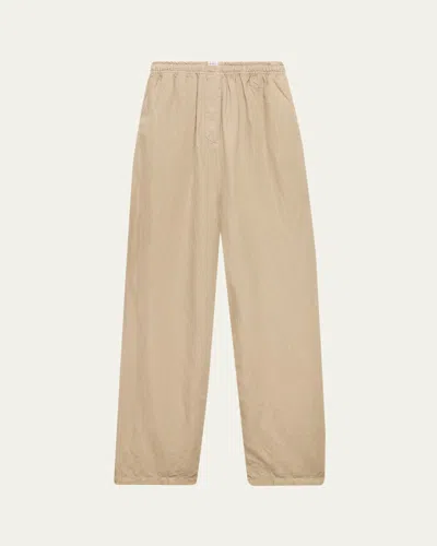 Prada Drawstring Cotton-linen Pants In Brown