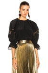 FENDI FENDI BLOUSE WITH CUT OUT SLEEVE DETAIL IN BLACK. ,FS6749 S9K GME