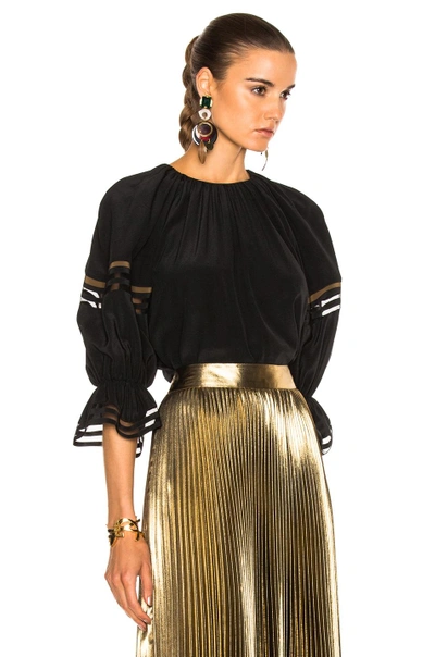 Shop Fendi Blouse With Cut Out Sleeve Detail In Black.