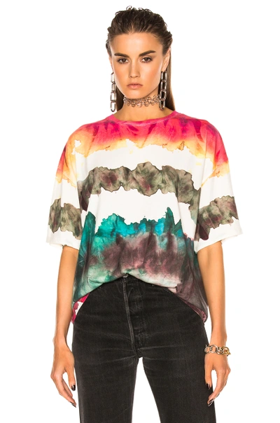 Shop Acne Studios Olga Oil Tee In Abstract, Green, Ombre & Tie Dye, Red. In Green White Multi