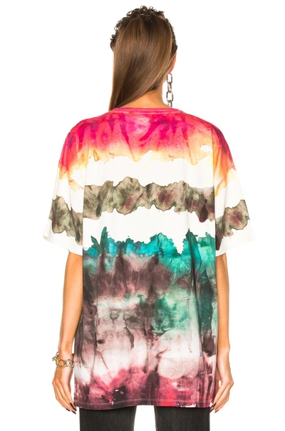 Shop Acne Studios Olga Oil Tee In Abstract, Green, Ombre & Tie Dye, Red. In Green White Multi