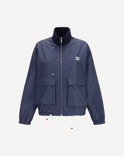 Miu Miu Technical Canvas Jacket In Blue