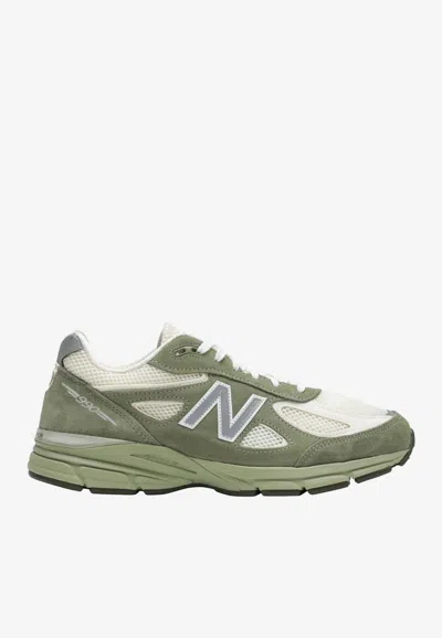 New Balance White And Green Made In Usa 990v4 Sneakers In Multi