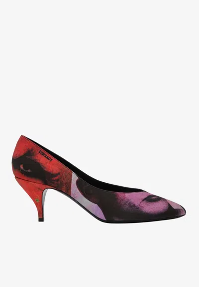 Versace Tina 65 Printed Silk Faille Pumps In Multi