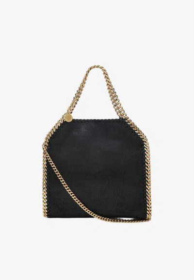 Stella Mccartney Falabella Mini Black Handbag With Handle And Chain Shoulder Strap In Eco Leather Woman In Black