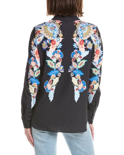 T Tahari Button Down Blouse In Black