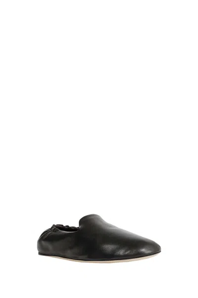 The Row Nappa Leather Casa Ballerinas Elasticated Back In Black
