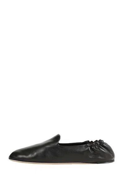 The Row Nappa Leather Casa Ballerinas Elasticated Back In Black