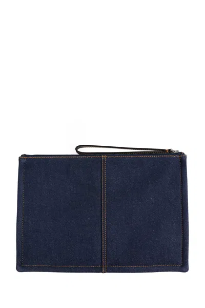 Fendi Medium Logo-patch Pouch In Blue