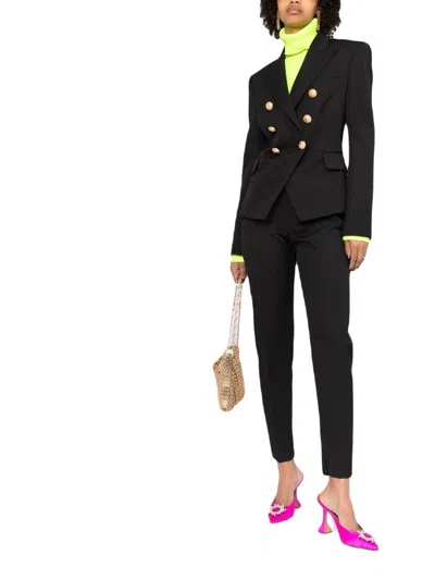 Balmain Double-breasted Wool Blazer In Black