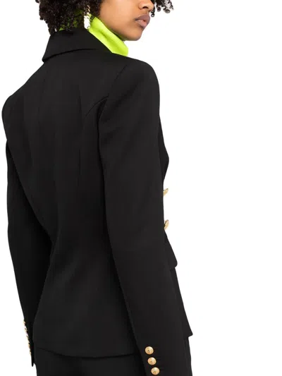 Balmain Double-breasted Wool Blazer In Black