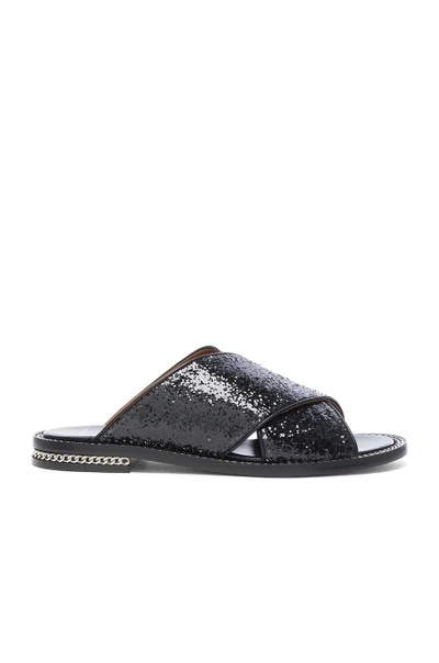 Shop Givenchy Crisscross Glitter Sandal In Metallics, Black.