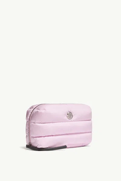 Moncler Caradoc Beauty Case Quilted Rectangular Design In Pink