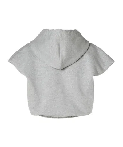 Fendi Hooded Sleeveless Top Drawstring Hem In Gray