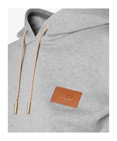 Fendi Hooded Sleeveless Top Drawstring Hem In Gray