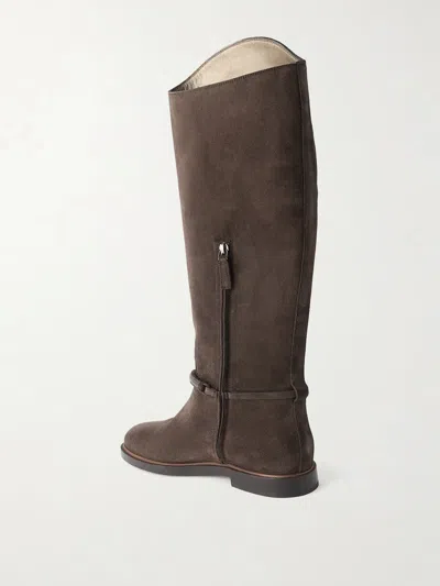 Brunello Cucinelli Black Solid Boots In Brown