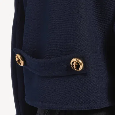 Balenciaga Double-breasted Wool Jacket In Blue