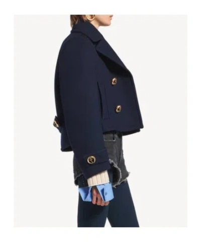 Balenciaga Double-breasted Wool Jacket In Blue