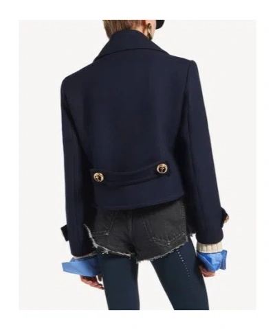 Balenciaga Double-breasted Wool Jacket In Blue