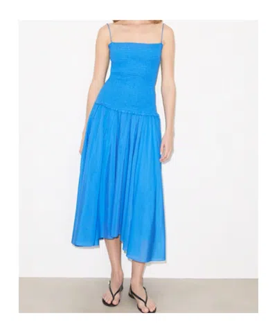 Tory Burch Solid Smocked Dress In Blue