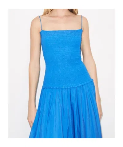 Tory Burch Solid Smocked Dress In Blue