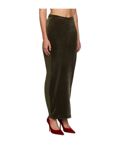 Pushbutton Patchwork Skirt Pants In Brown