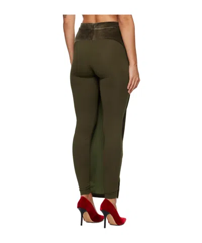 Pushbutton Patchwork Skirt Pants In Brown