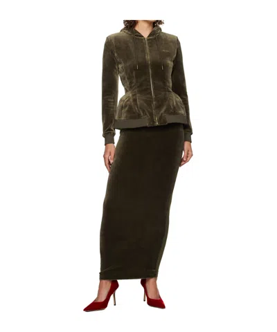 Pushbutton Patchwork Skirt Pants In Brown