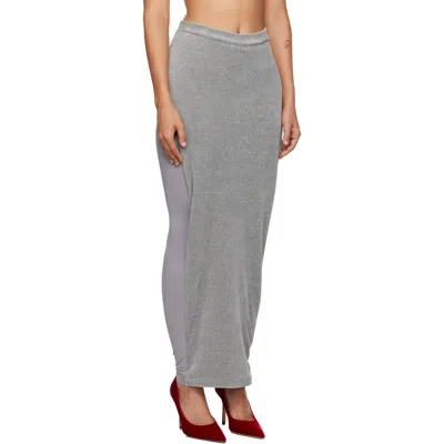 Pushbutton Patchwork Skirt Pants In Gray