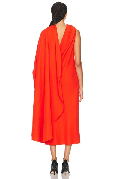 Balenciaga Silk-wool Draped Cape Midi Dress In Red