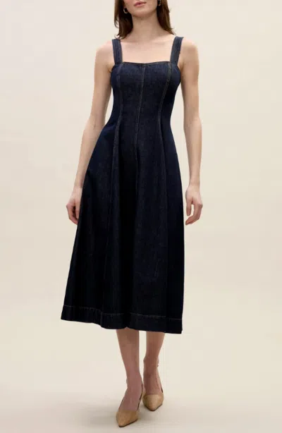 Rebecca Taylor Gabrielle Denim Dress In Deep Sea Wash In Blue