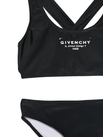 Givenchy Logo-print Crossover-strap Bikini In Black
