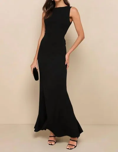 Lulus Exquisite Refinement Backless Bow Ruffled Maxi Dress In Black