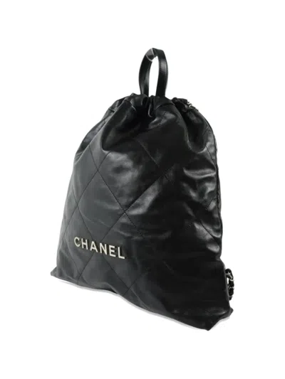 Pre-owned Chanel 22 Quilted Backpack In Black