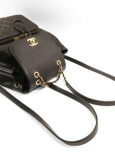 Pre-owned Chanel Affinity Cc Turn-lock Backpack In Black