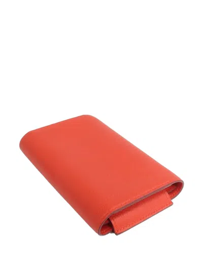 Pre-owned Hermes H Passant Compact Wallet In Orange