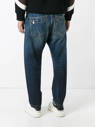 Shop Balmain Dropped Crotch Jeans In Blue