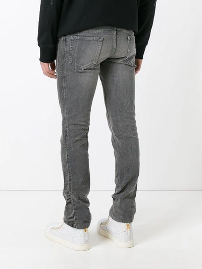 Shop Balmain Side Ribbed Detail Jeans - Grey