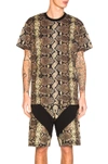 GIVENCHY GIVENCHY PYTHON PRINT TEE IN ANIMAL PRINT,YELLOW,BROWN.,GIVE-MS130