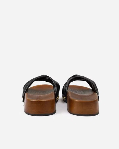 Ganni Tia Fairy Black Recycled Leather Polyurethane Polyester Wood Slides