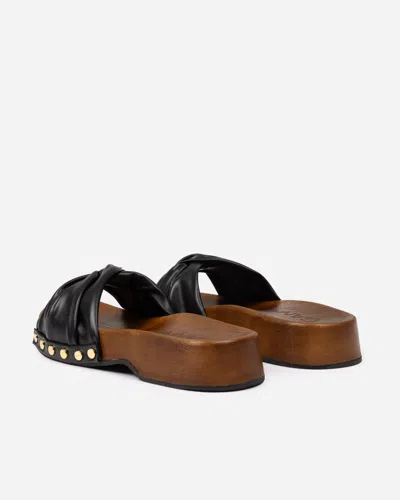 Ganni Tia Fairy Black Recycled Leather Polyurethane Polyester Wood Slides