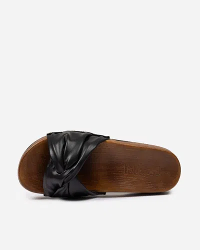 Ganni Tia Fairy Black Recycled Leather Polyurethane Polyester Wood Slides