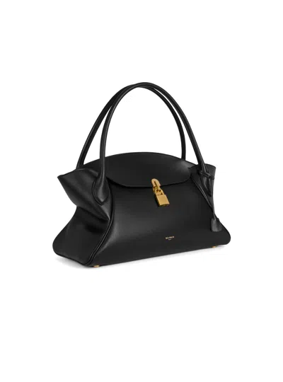 Balmain Medium Pulse Day Bag In Smooth Leather In Black