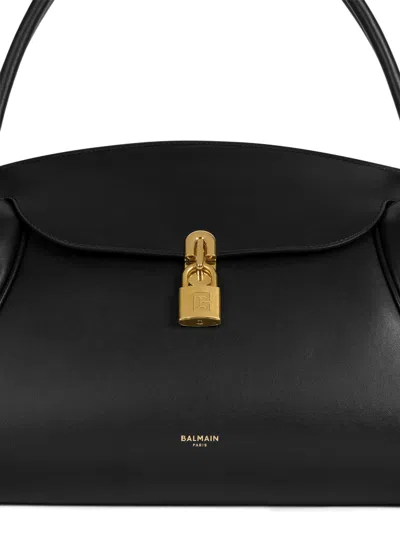Balmain Medium Pulse Day Bag In Smooth Leather In Black