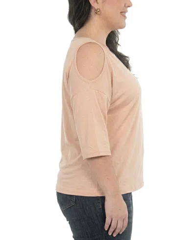 White Mark Plus Size Casual Cold Shoulder Pullover Top In Gold