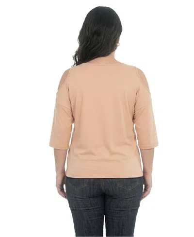 White Mark Plus Size Casual Cold Shoulder Pullover Top In Gold