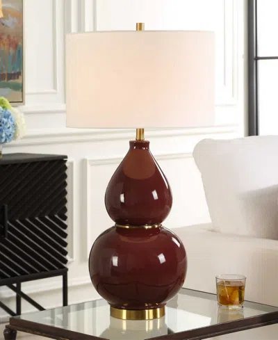 Uttermost Gourd 30.5" Ceramic Table Lamp In Red