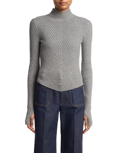 Victoria Beckham Womens Grey Marl Georgia Ribbed-knit Wool Jumper In Gray